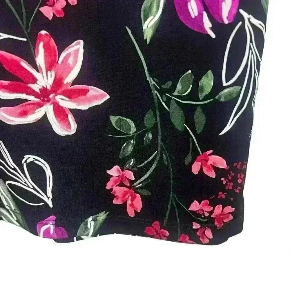 Studio One New York Women's Sheer Sleeves Black‎ Floral Dress Size Medium - Picture 8 of 13